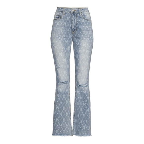 No Boundaries Butterflies Print Juniors Five Pocket Flare Jeans Size 17 NEW - Picture 1 of 14